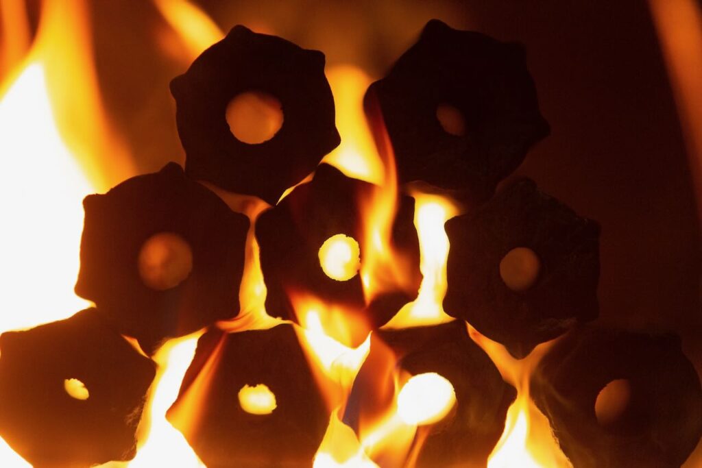 Prime 6 charcoal stacked and on fire