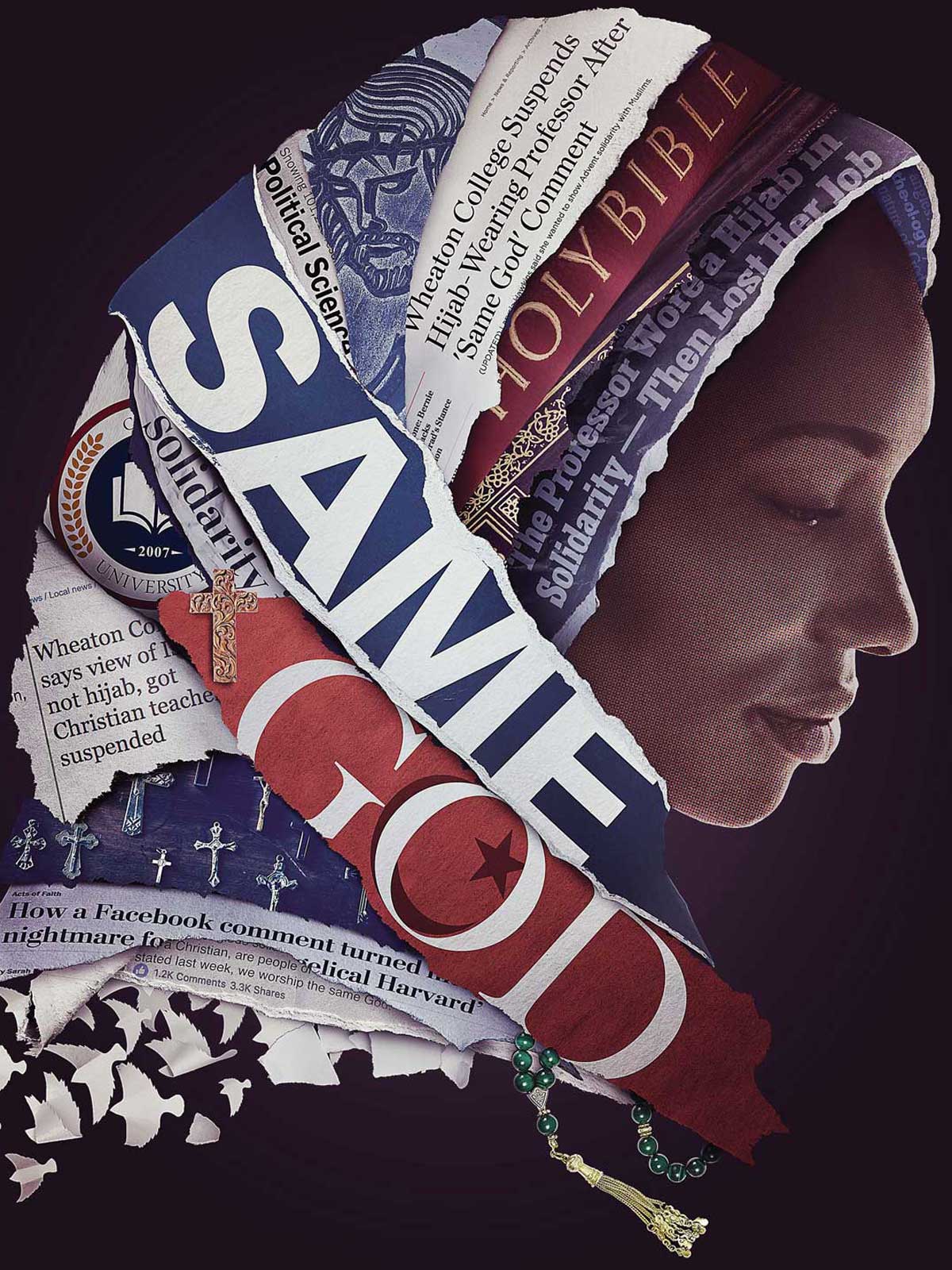 Poster for same god woman wearing hijab with same god written on it